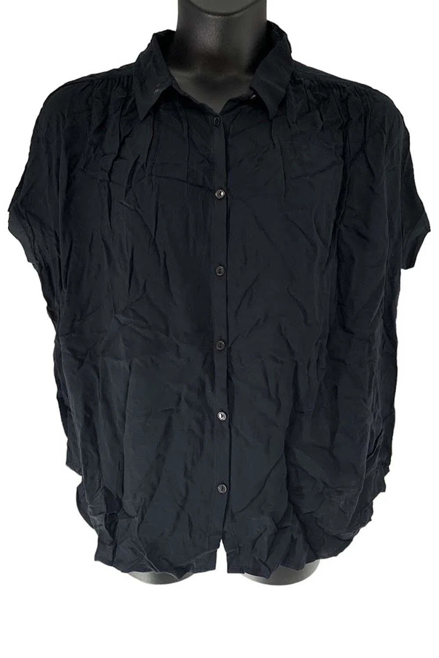 All Worthy Hunter McGrady Oversized Button Front Shirt Black - Regular